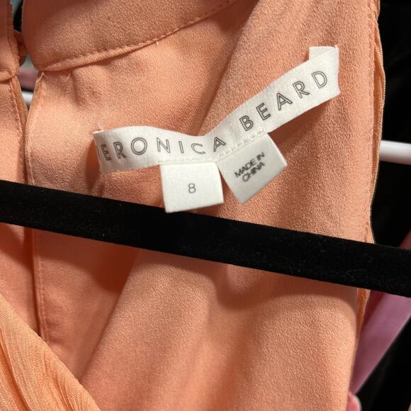 Veronica Beard Florencia Cross Front Silk Sleeveless Coral Chiffon Maxi Dress 8 - Picture 5 of 16